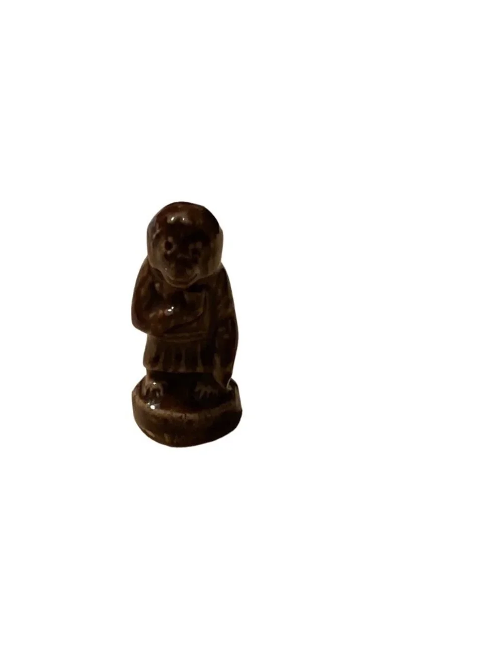 Miniature Brown Ceramic Monk Figurine - 1.5 Inches Tall - Perfect For Tiny Zen G